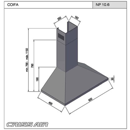 Coifa de Parede Crissair NP 10.6 Inox 60cm