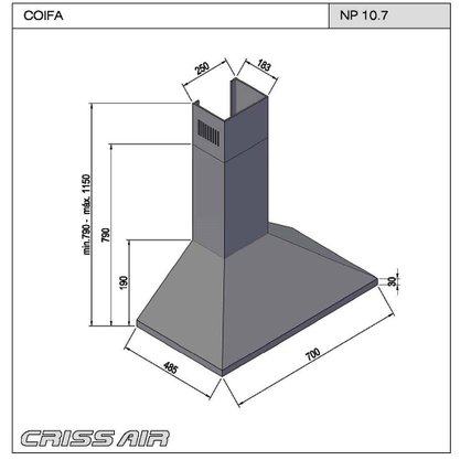 Coifa de Parede Crissair Versatile NP 10.7 Inox 70cm 127V