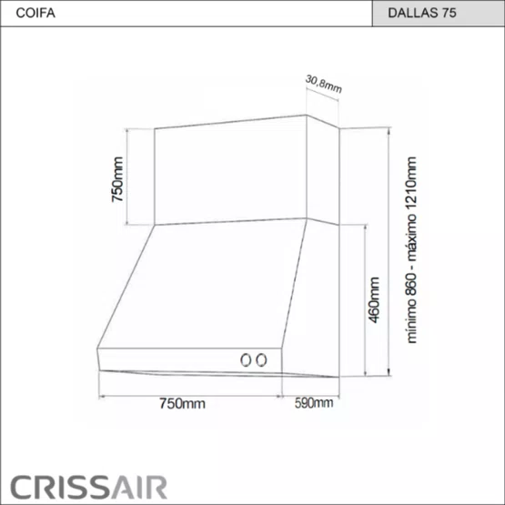 Coifa de Parede Crissair Profissional Dallas Inox 75 cm 220V