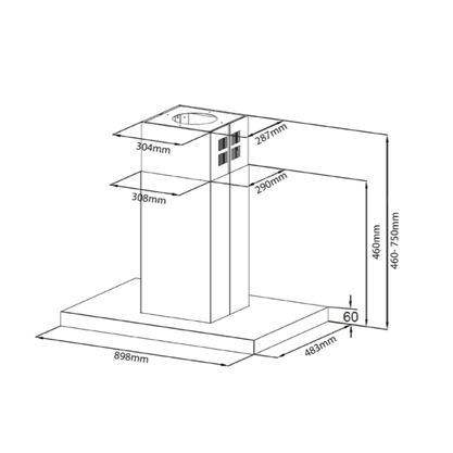 Coifa de Parede Crissair Signature Box 90 Crystal 90 cm