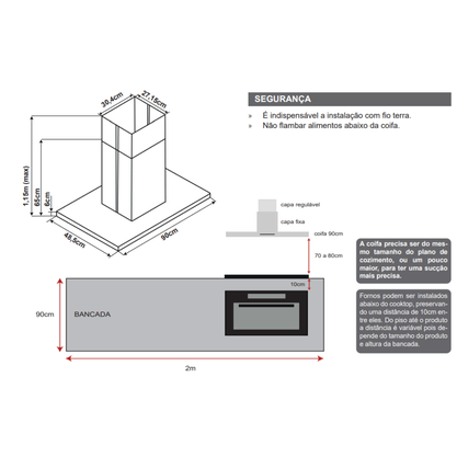 Coifa de Parede Cuisinart Arkton 90cm 220V