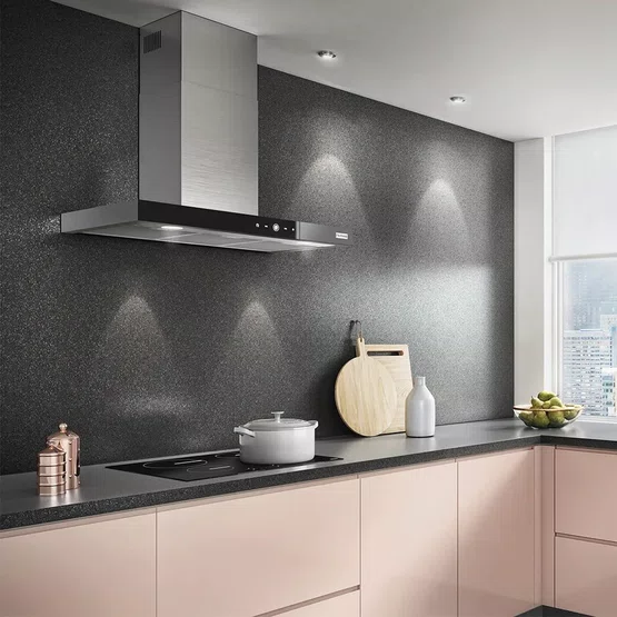 Coifa de Parede Linea Franke Display Digital Touch Inox e Vidro Preto 90cm