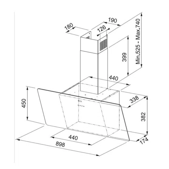 Coifa de Parede Vertical Evo Black Franke com Extração Perimetral 90cm 220V