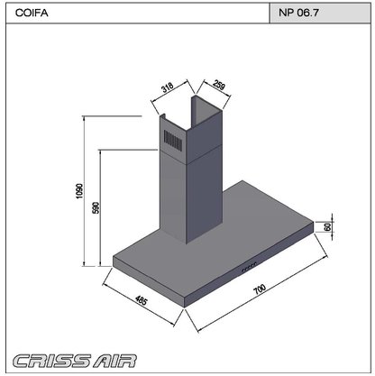 Coifa de Parede NP 06.7 Crissair Versatile 70cm