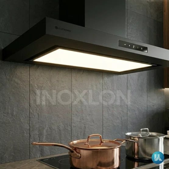 Coifa Elettromec Adria Parede Black Matte Connect 90cm 220V