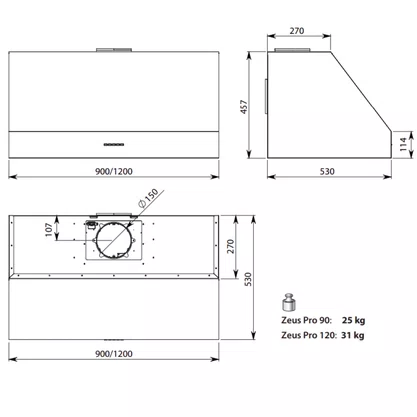 Coifa Zeus Pro 120 cm Elettromec
