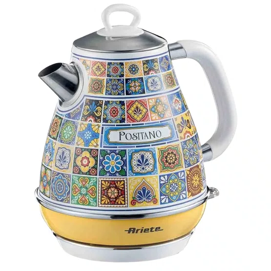 Coleção Ariete Positano Batedeira 2400W, Chaleira Inox e Liquidificador com Jarra de Vidro e Estampa Majólica