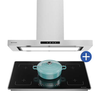 Combo Coifa de Ilha Elettromec Adria 90cm Com Aspiração Perimetral + Cooktop de Indução Elettromec com 5 Queimadores - 220V