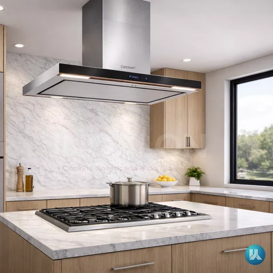 Combo Cozinha Cuisinart Arkton Completa em Inox Forno Dual Zone, Coifa Heat Sensor, Cooktop e Micro-ondas Grill 220V