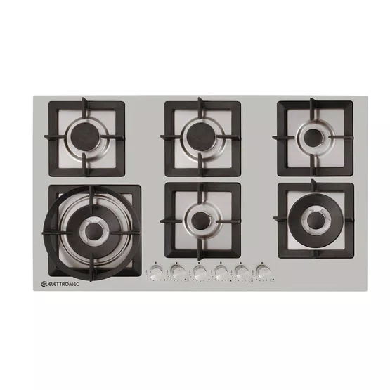 Combo Cozinha Elettromec Ilha Connect | Cooktop Quadratto 6 Queimadores, Coifa Wi-Fi e Torre Quente Luce