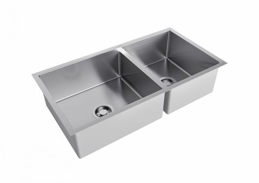 Combo DeBacco Cuba Dupla Quadratino Inox Escovado + Misturador Monocomando Primaccore Com Imã - Grey