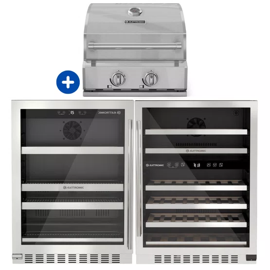 Combo Elettromec adega e Cervejeira + Churrasqueira de Embutir Inox 220V
