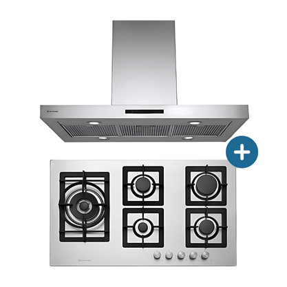 Combo Elettromec - Coifa de Ilha + Cooktop 5 Bocas - 90cm