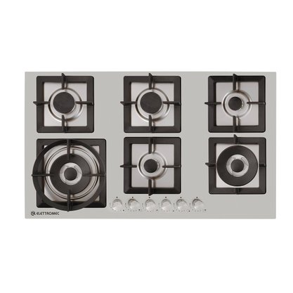 Cozinha Gourmet Elettromec Coifa Milano Parede 90cm + Torre Forno Elétrico e Micro-ondas Luce + Cooktop Quadratto 90 6 Queimadores