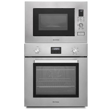 Combo Elettromec Coifa Milano Parede 90cm + Torre Forno Elétrico e Micro-ondas Luce + Cooktop Quadratto 75cm