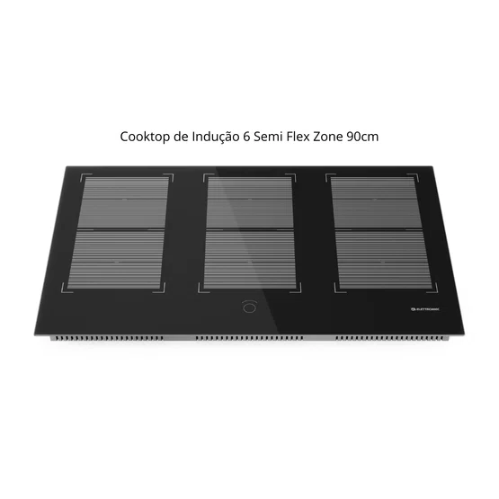 Combo Elettromec Coifa Sollevare 90cm + Cooktop de Indução 6 Semi Flex Zone Linha Vetro