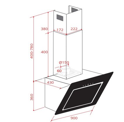 Combo Elettromec Coifa Vertical Elettromec Serata + Cooktop a Gás Vetro 90cm