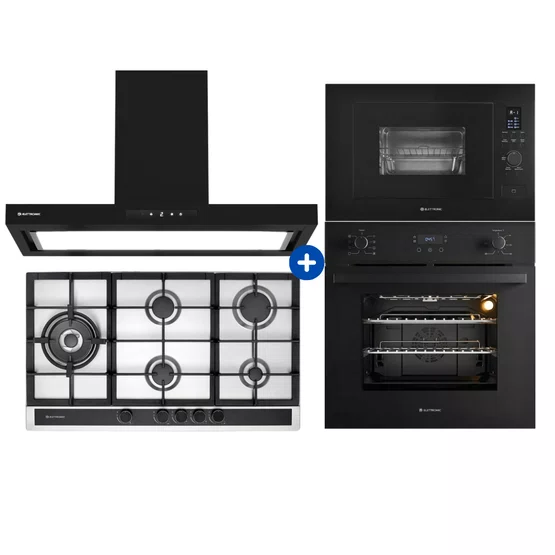 Combo Elettromec: Micro-ondas e Forno Elétrico de Embutir + Cooktop + Coifa de Ilha - 220V