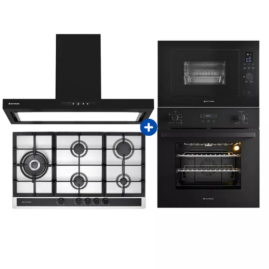 Combo Elettromec - Micro-ondas e Forno Elétrico de Embutir + Cooktop + Coifa de Parede - 220V
