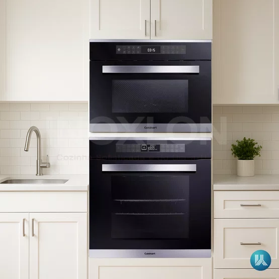 Combo Forno Elétrico 83L + Microondas Combinado 38L Cuisinart Arkton Vidro Preto