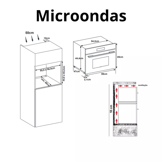 Combo Forno Elétrico 83L + Microondas Combinado 38L Cuisinart Arkton Vidro Preto