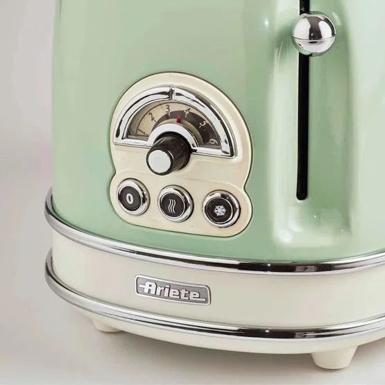 Combo Premium Ariete Vintage Verde Torradeira + Chaleira Inox e Espremedor
