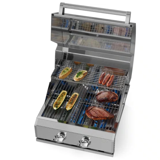 Combo Premium Elettromec: Coifa de Parede Motor Duplo + Churrasqueira de Embutir a Gás + Cooktop Dominó Pedras Vulcânicas 220V