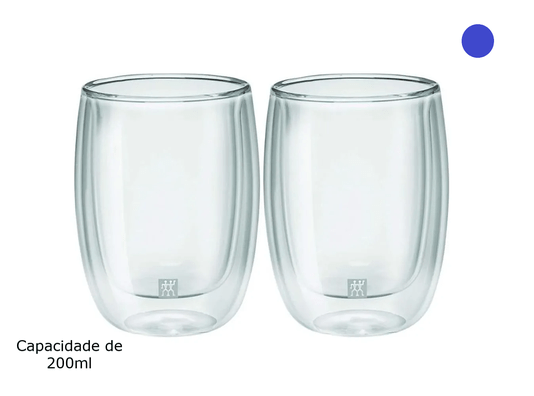 Conjunto de Copos Para Cappucino Zwilling Sorrento em Vidro Com Parede Dupla - 200ml