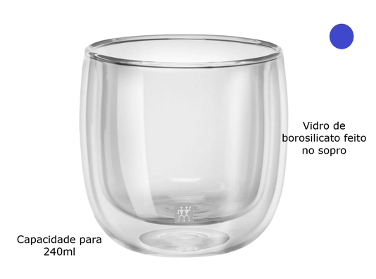 Conjunto de Copos Para Chá Zwilling Sorrento em Vidro Com Parede Dupla - 240ml