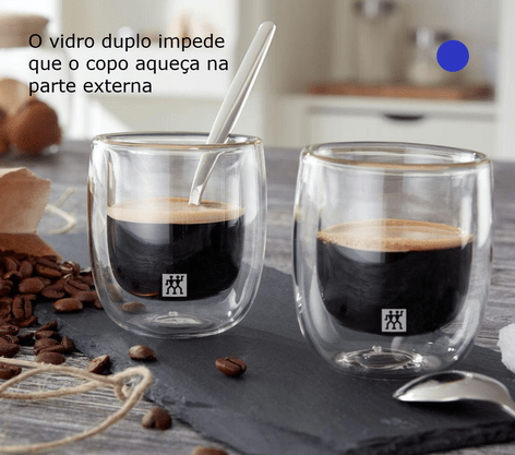 Conjunto de Copos Para Espresso Zwilling Sorrento em Vidro Com Parede Dupla - 80ml