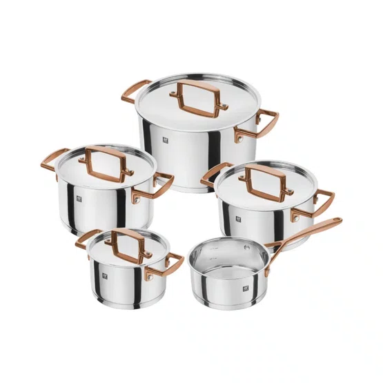 Conjunto de Panelas ZWILLING Bellasera em Inox Premium 5 peças com Alças Ouro Rosé