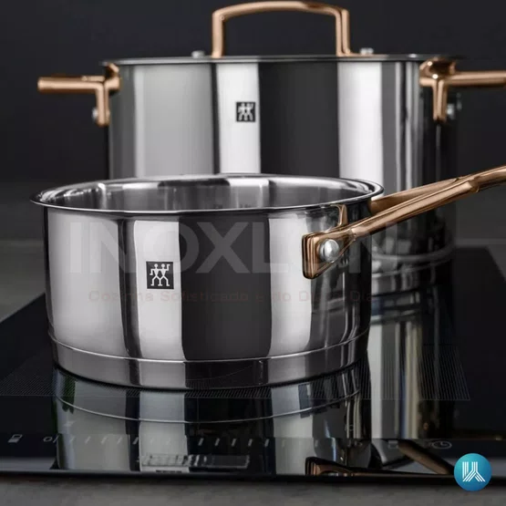 Conjunto de Panelas ZWILLING Bellasera em Inox Premium 5 peças com Alças Ouro Rosé