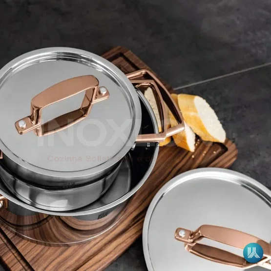 Conjunto de Panelas ZWILLING Bellasera em Inox Premium 5 peças com Alças Ouro Rosé