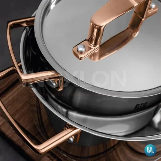 Conjunto de Panelas ZWILLING Bellasera em Inox Premium 5 peças com Alças Ouro Rosé
