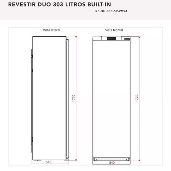 Kit Duo Embutir e Revestir Elettromec Refrigerador + Freezer 524 Litros 220V