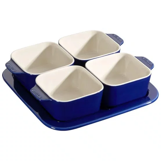 Conjunto para Aperitivos em Cerâmica Staub  5pcs, 19x19cm Azul Marinho