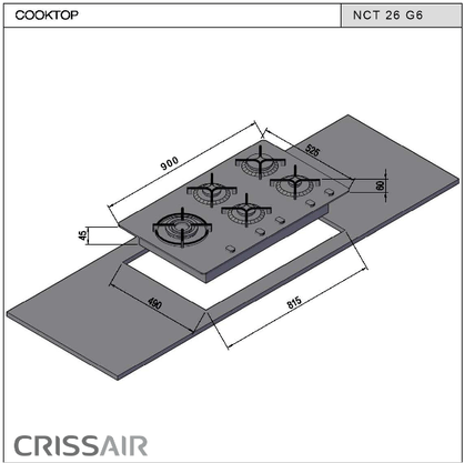 Cooktop a Gás Crissar All Black 5 Queimadores 86cm Bivolt NCT 26 G6