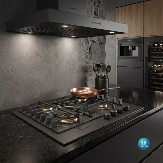 Cooktop a Gás Elettromec Black Matte 60cm 4Q CKG-4Q-60-BM-3TNA