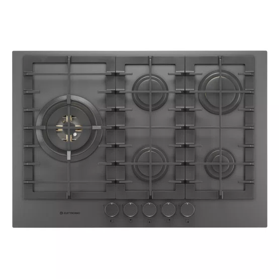 Cooktop a Gás de Embutir Elettromec Black Matte 75cm 5Q 220V CKG-5Q-75-BM-3TNA