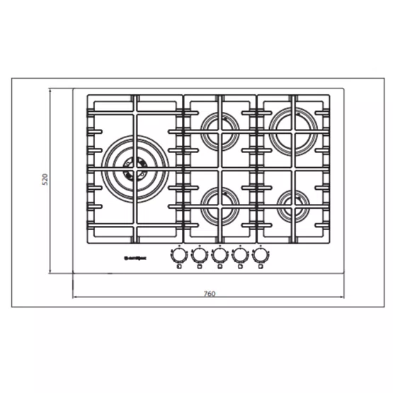 Cooktop a Gás de Embutir Elettromec Black Matte 75cm 5Q 220V CKG-5Q-75-BM-3TNA