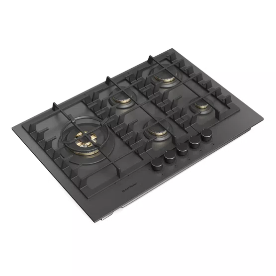 Cooktop a Gás de Embutir Elettromec Black Matte 75cm 5Q 220V CKG-5Q-75-BM-3TNA