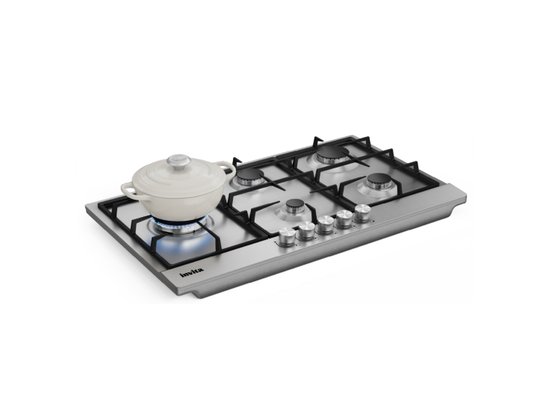 Cooktop Invita à Gás em Inox Dual Flame 5 Queimadores Bivolt 90cm