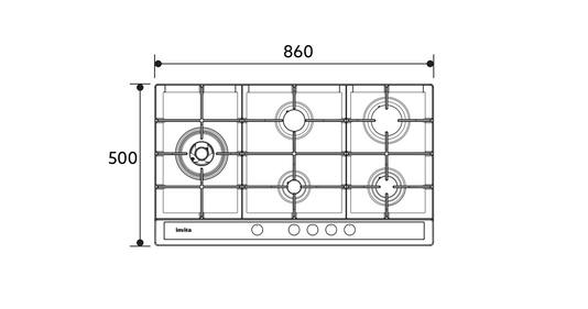 Cooktop Invita à Gás em Inox Dual Flame 5 Queimadores Bivolt 90cm