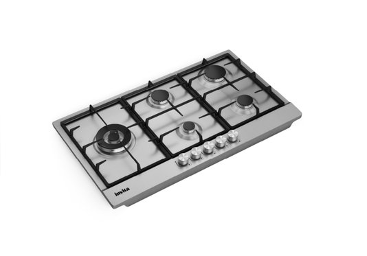 Cooktop Invita à Gás em Inox Dual Flame 5 Queimadores Bivolt 90cm