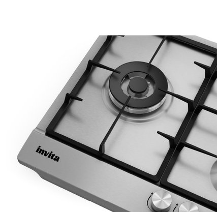 Cooktop Invita à Gás em Inox Dual Flame 5 Queimadores Bivolt 90cm