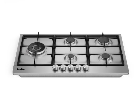 Cooktop Invita à Gás em Inox Dual Flame 5 Queimadores Bivolt 90cm