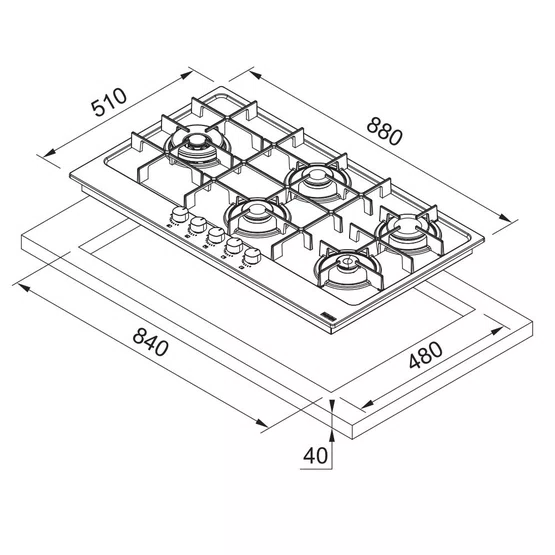 Cooktop a Gás em Inox à Gás Franke 5Q Dupla Chama Lateral FHMA 905 220V