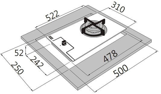 Cooktop Dominó a Gás Franke Glass 1 Boca Tripla-Chama Bivolt