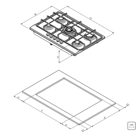 Cooktop a Gás New Penta Tramontina 5Q Superautomático Inox 75cm Bivolt - 94716/114