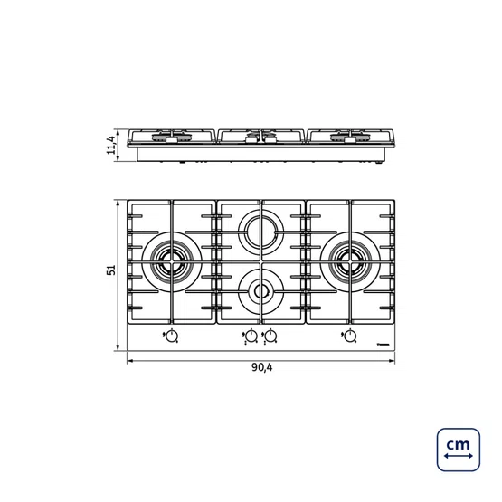 Cooktop a Gás Quadra 4GG Double Tri He Tramontina 4Q Superautomático 90cm Bivolt - 94709/404